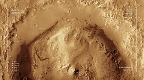 Simulated Mars Reconnaissance Orbiter mapping flyover of Gale Crater Видео 49670069