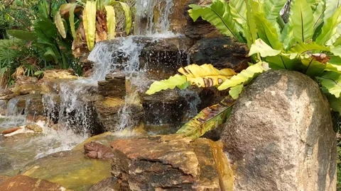 Simulated waterfall on the rocks Stock Footage 263414801