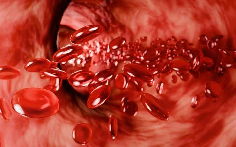 Simulates the inside of blood vessels or veins and red blood cells. Red blo.. Stock Illustration