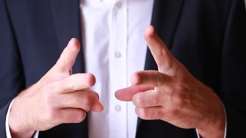 Simulating scissors with fingers Stock Footage 90442640