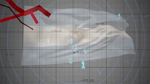 Simulating white draped cloth floating over grid background, displaying red 3D Stock Footage 309285152