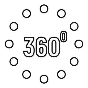Simulation 360 degrees icon, outline style Stock Illustration