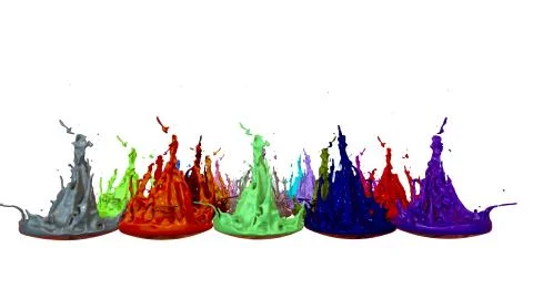 Simulation of 3d splashes of ink on a musical speaker that play music. beautiful Stock Photos