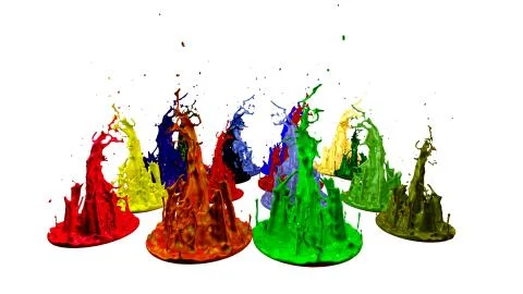 Simulation of 3d splashes of ink on a musical speaker that play music. beautiful Stock Photos