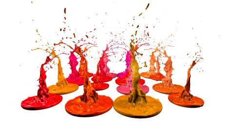 Simulation of 3d splashes of ink on a musical speaker that play music. beautiful Stock Photos