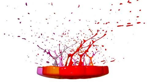 Simulation of 3d splashes of ink on a musical speaker that play music. beautiful Stock Photos