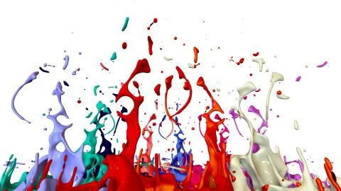 Simulation of 3d splashes of ink on a musical speaker that play music. beautiful Stock Photos