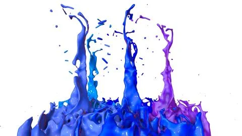 Simulation of 3d splashes of ink on a musical speaker that play music. beautiful Stock Photos