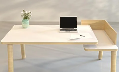 Simulation of 3D work desk with blank A4 sheets of paper to be used as mockup Stock Illustration