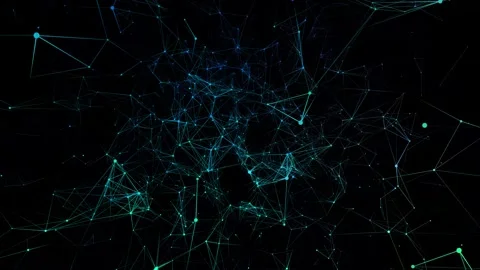 Simulation of an artificial intelligence neural network.Polygons and nodes. Stock Footage 318590371