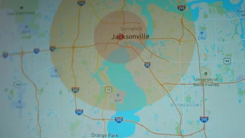 Simulation of atomic bomb detonation over Jacksonville, Florida and the impact Stock Footage 272811641