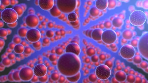Simulation of atoms on a blue background. 3D animation molecule structure Stock Footage 120028543