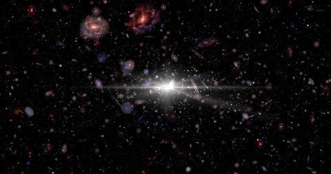 Simulation of Big Bang explosion with Stars or Galaxies Stock Illustration