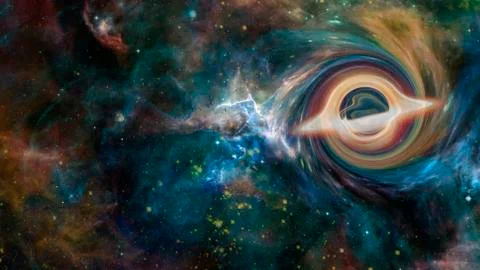 Simulation of a black hole in the space.Elements of this image furnished by NASA Stock Photos