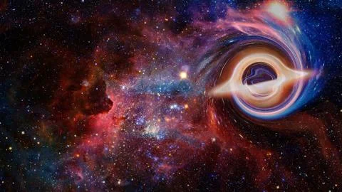 Simulation of a black hole in the space.Elements of this image furnished by N Stock Photos
