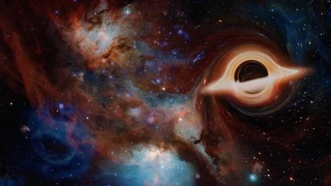 Simulation of a black hole in the space.Elements of this image furnished by N Stock Photos