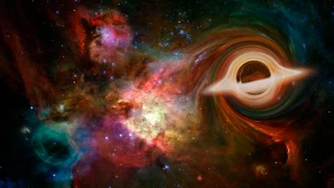 Simulation of a black hole in the space.Elements of this image furnished by N Stock Photos