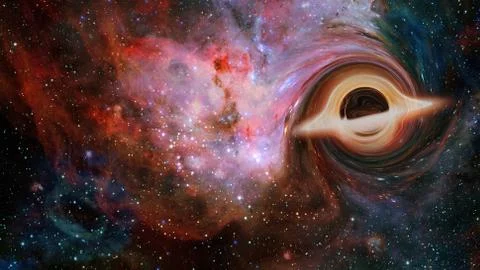 Simulation of a black hole in the space.Elements of this image furnished by N Stock Photos