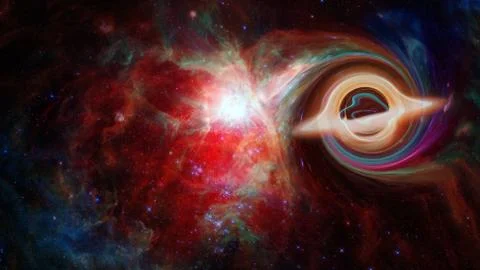 Simulation of a black hole in the space.Elements of this image furnished by N Stock Photos