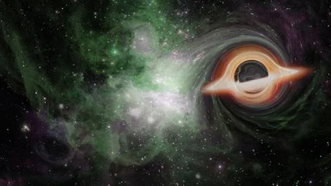 Simulation of a black hole in the space.Elements of this image furnished by N Stock Photos