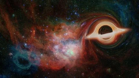 Simulation of a black hole in the space.Elements of this image furnished by N Stock Photos