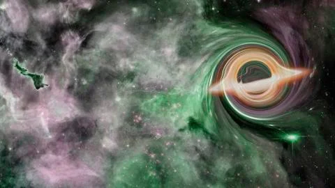 Simulation of a black hole in the space.Elements of this image furnished by N Stock Photos