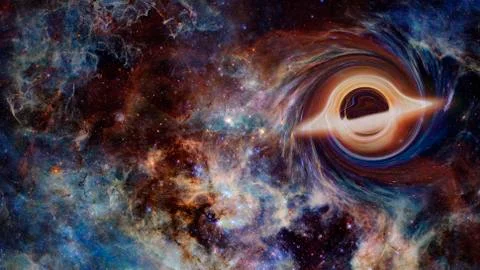 Simulation of a black hole in the space.Elements of this image furnished by N Stock-Fotos