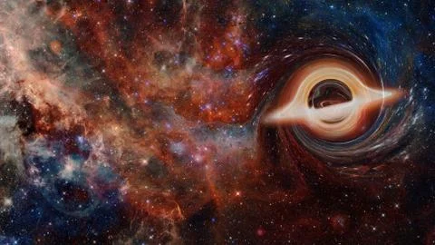 Simulation of a black hole in the space.Elements of this image furnished by N Stock Photos