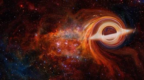 Simulation of a black hole in the space.Elements of this image furnished b... Stock Photos
