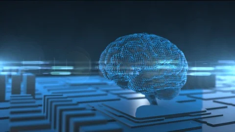 Simulation brain of AI Artificial intelligence deep learning computer machine Stock Footage 97200390
