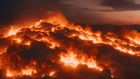 Simulation of Burnt Ground after Massive Lava Eruption. Stock Footage 263806196