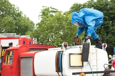 Simulation of a chemical spill Foto stock