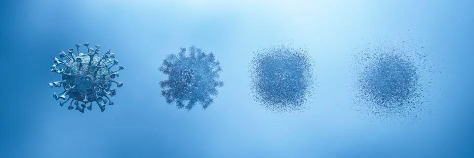 Simulation of the coronavirus virus floating Stock Illustration