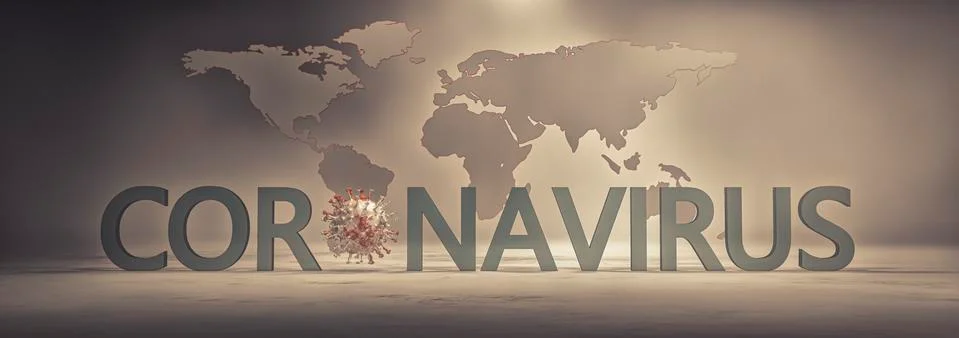 Simulation of the coronavirus virus floating Stock Illustration