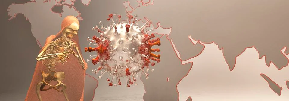 Simulation of the coronavirus virus floating Stock Illustration
