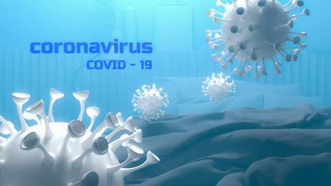 Simulation of the coronavirus virus floating Stock Illustration