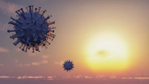 Simulation of the coronavirus virus floating Stock Illustration