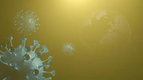 Simulation of the coronavirus virus floating Stock Illustration