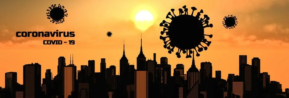 Simulation of the coronavirus virus floating Stock Illustration
