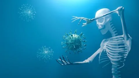 Simulation of the coronavirus virus floating Stock Illustration