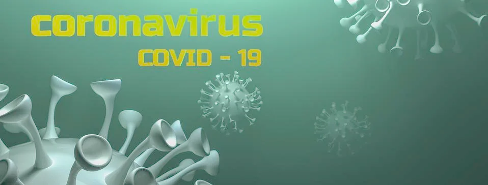 Simulation of the coronavirus virus floating Stock Illustration