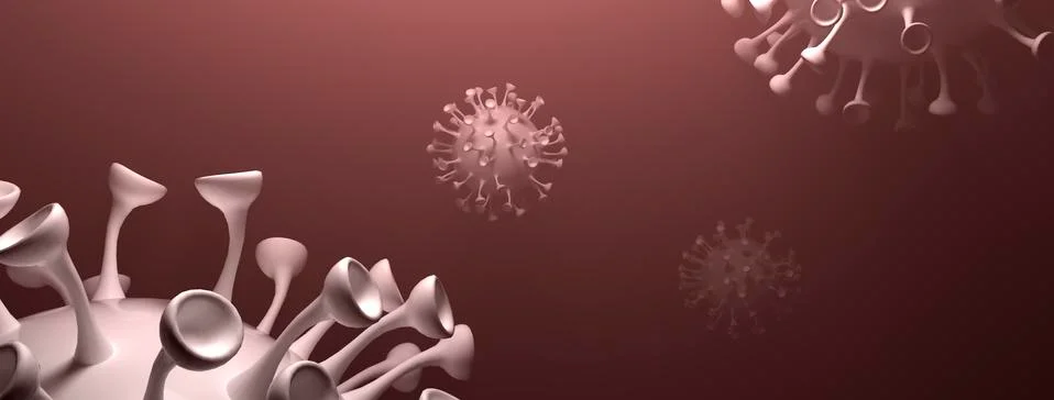 Simulation of the coronavirus virus floating Stock Illustration