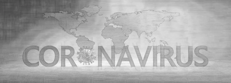 Simulation of the coronavirus virus floating Stock Illustration
