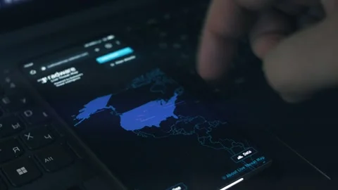 Simulation of cyber attack on a mobile phone screen. North America and Europe Stock Footage 249820839