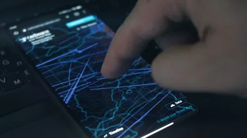 Simulation of cyber attack on a mobile phone screen. Europe map. Cyber attack Stock Footage 249821261