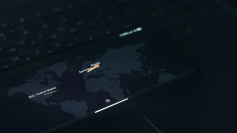 Simulation of cyber attack on a mobile phone screen. Cyber attack and cyber Stock Footage 249823603