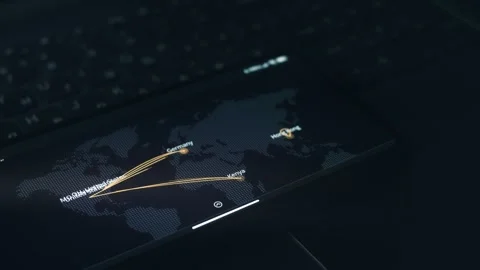 Simulation of cyber attack on a mobile phone screen. Cyber attack and cyber Stock Footage 249823923