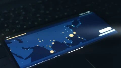 Simulation of cyber attack on a mobile phone screen. Cyber attack and cyber Stock Footage 249825118