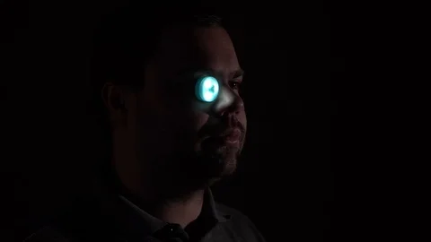 Simulation cyborg on a dark background at home Stock Footage 129187551