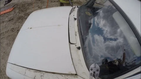 Simulation of de-energizing the injured car. Emergency . Russia . Stock Footage 77120924